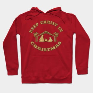 Keep Christ In Christmas Nativity Scene - Faux Gold Hoodie